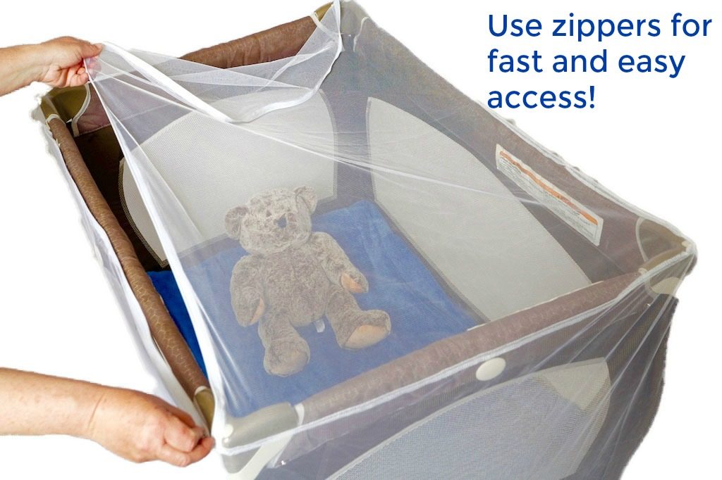 Pack n Play Mosquito Net with Zippers U Stroller and Playpen Fits Baby Crib 